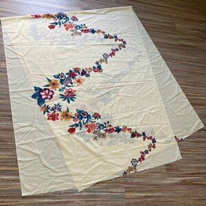 Flower Swag Garland Print Yellow Polycotton Fabric Vintage Yardage 46x108